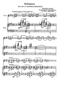Равель - Хабанера для скрипки (Крейслер) - Клавир - первая страница